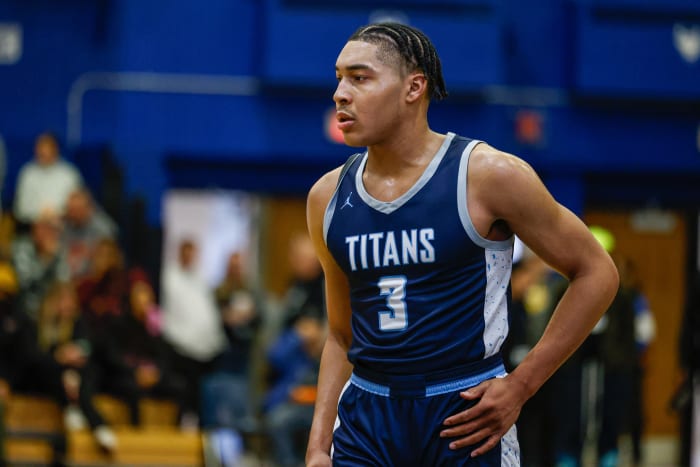 Lee's Summit West freshman Cameron Barnes walks up the court during a game against Peoria Richwoods (Illinois) on Jan. 20, 2024.